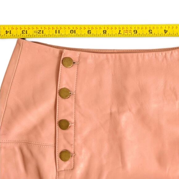 REBECCA MINKOFF pink leather button down mini skirt - Picture 4 of 9